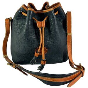 DOONEY & BOURKE Drawstring Navy Blue Leather Pebble Grain Kendall Tote Bag